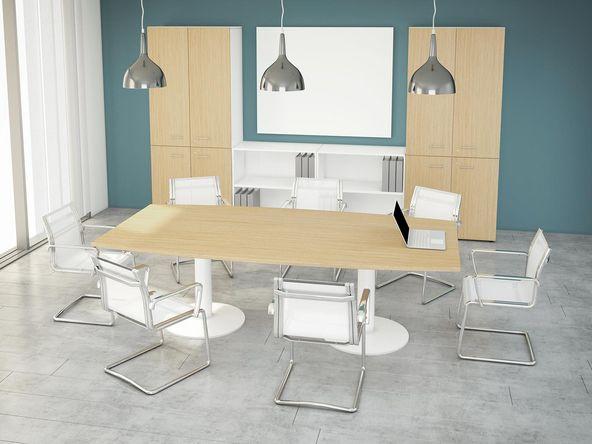 Table de réunion Oxon - bois avec pieds tulipe - 200 cm x 160 cm_0