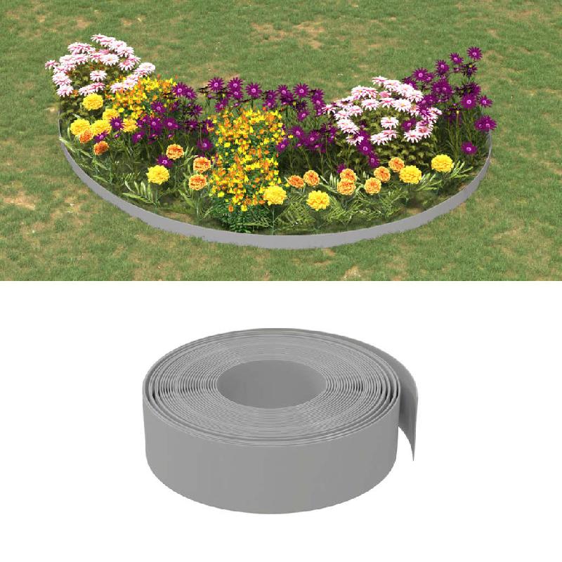 Vidaxl bordures de jardin 5 pcs gris 10 m 15 cm polyéthylène 3155443_0