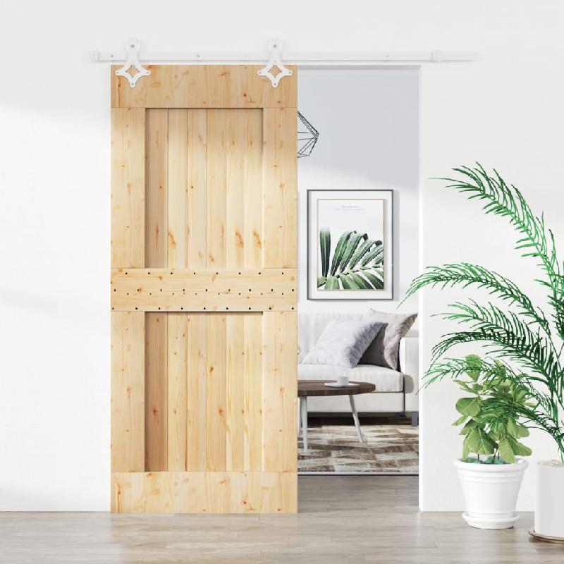 Vidaxl porte coulissante et kit de quincaillerie 85x210 cm pin massif 3203167_0