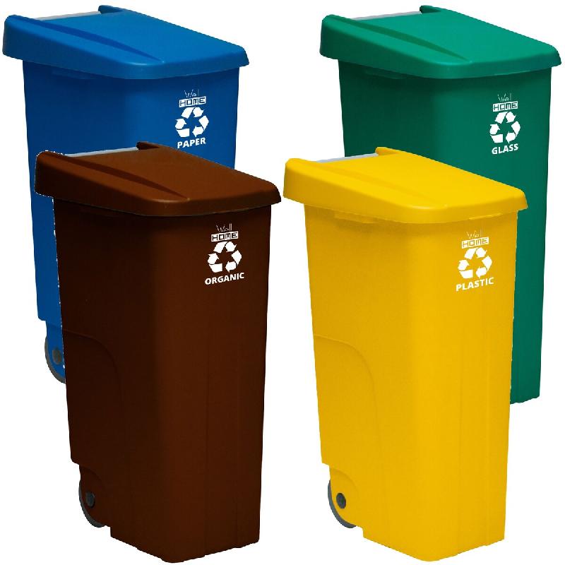 WellHome - Pack 4 Poubelles 110L Idéales pour le Recyclage, Bleue, Verte, Marron et Jaune - multicolore plastique PK3588_0