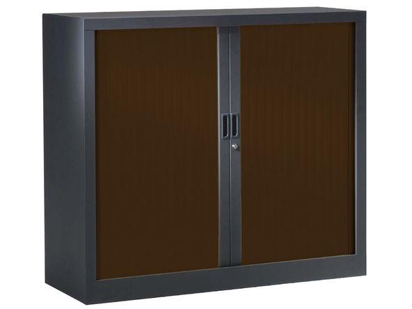 Armoire basse à rideaux bois 1200 x 430 x 1000 mm anthracite wengé_0