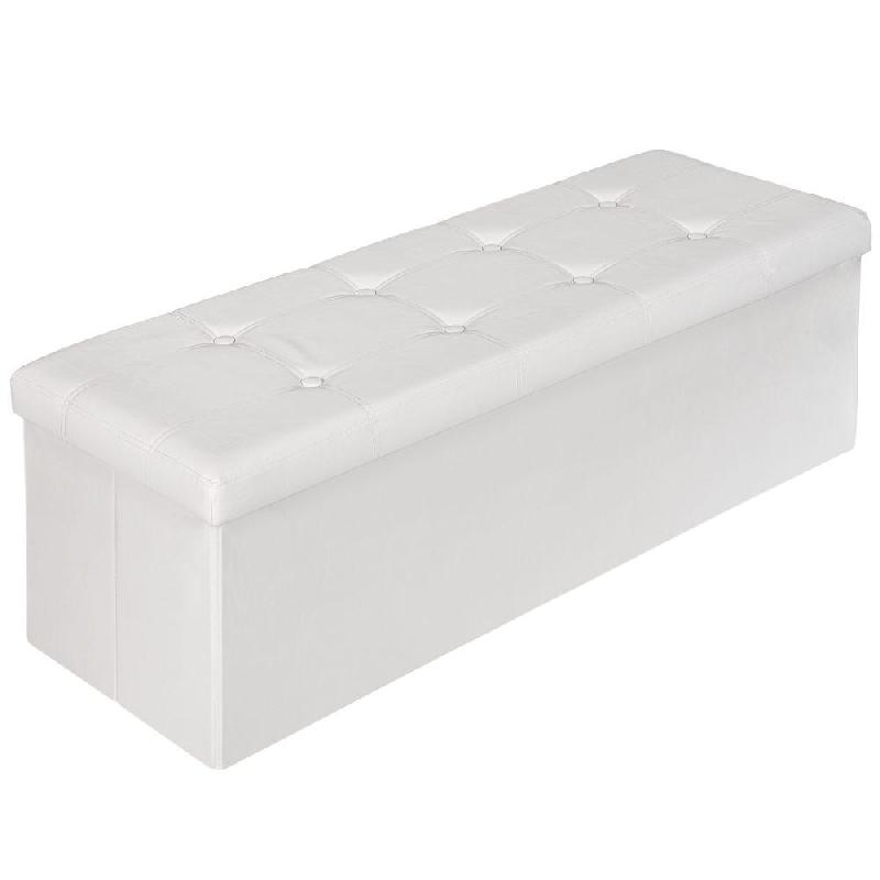 BANC COFFRE DE RANGEMENT PLIABLE ASPECT CUIR BLANC 2208144_0