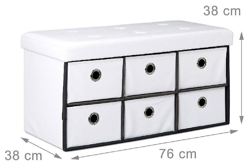 BANQUETTE BANC COFFRE DE RANGEMENT AVC TIROIRS 76 CM BLANC 3013002_0