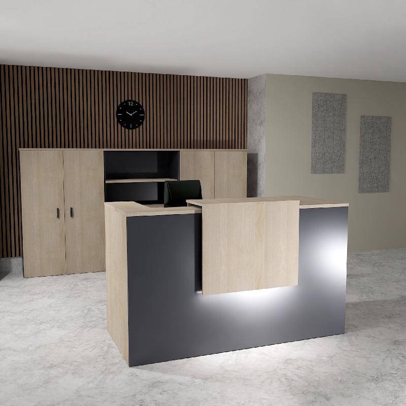 Borne d'accueil bicolore Delta First avec réhausse - Mobel Linea. - 164, Non, Anthracite / acacia clair_1