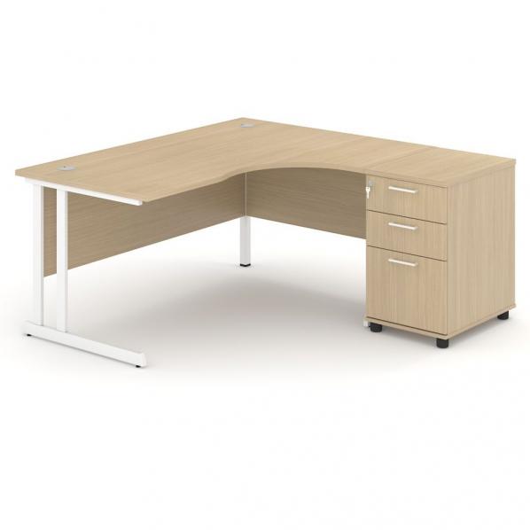 Bureau modulable en MDF mélaminé - piètement métal - compact avec retour modulable - Marque Rolléco_0