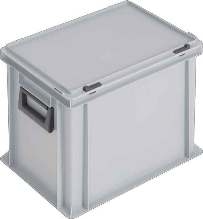 Coffrets en plastique L400xl300xH333 mm PP 2 poignées fermoir coulissant gris 31 l LOCKWEILER_0