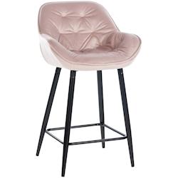 Décoshop26 - Tabouret de bar chaise haute x1 assise effet capitonnée en velours rose et métal noir 10_0004889 - noir 3000252345055_0