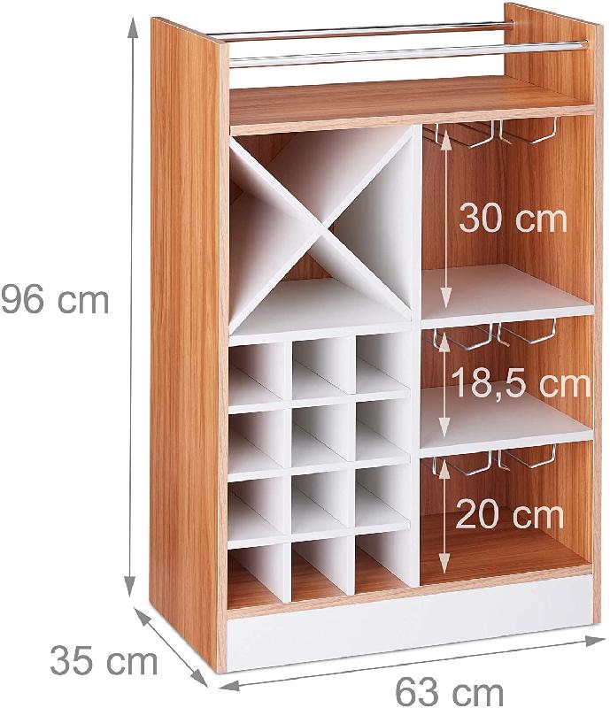 Grande étagère meuble à vin - 22 bouteilles et support à verres - marron - modèle 13_0001277_2_0