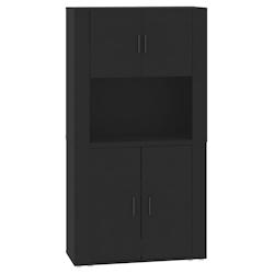 Buffet haut noir HELLOSHOP26 - bois d'ingénierie - 80x33x70 cm - avec dessus de buffet et fixation murale_0