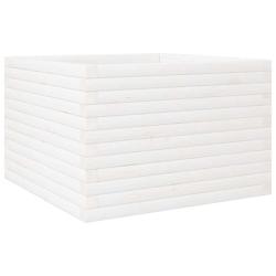 Helloshop26 - Jardinière bac lit surélevé plantes fleurs terrasse jardin 70 x 70 x 46 cm bois de pin massif blanc 02_0037819 - 3000217632244_0