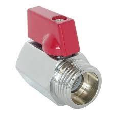 Mini vanne MF manette rouge - PN 16 - laiton chromé selon EN 12165 - filetage Gaz ISO 228/1 - réf. : VS1012R_0