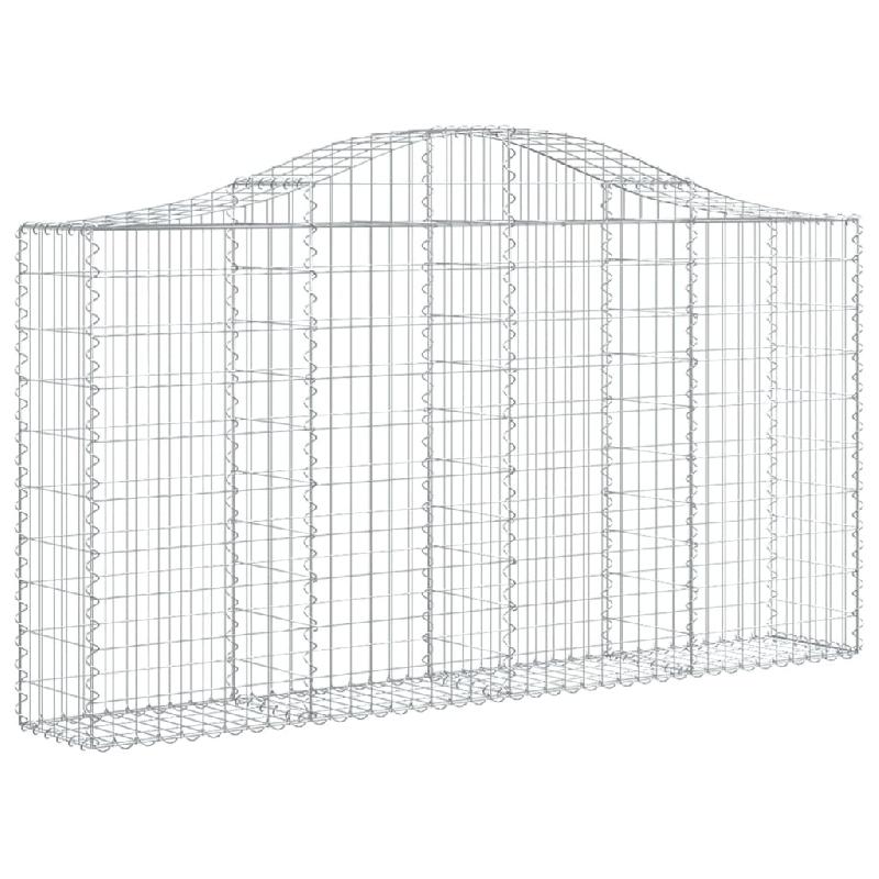 Panier de gabions clôture cage mur de soutènement arqué 200 x 30 x 100/120 cm fer galvanisé Argent 02_0039990 - métal 3000218897802