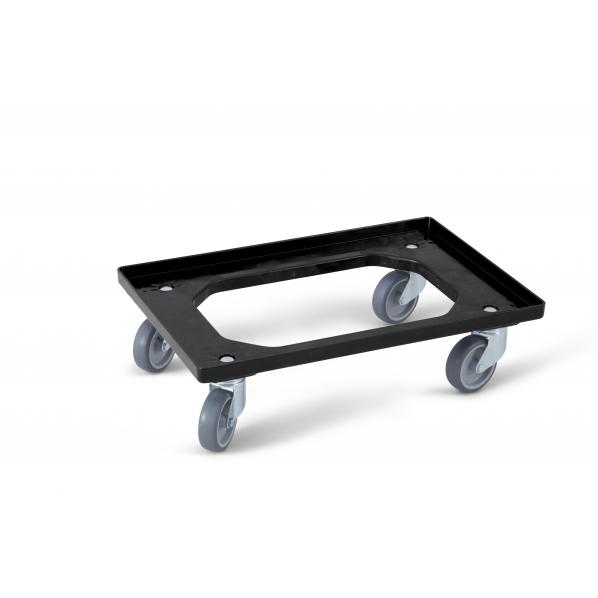 Plateau roulant noir pour bac Euronorm 600x400 mm - 4 roues pivotantes - Rolléco_0
