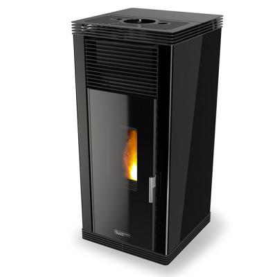 Poêle à granulés sans électricité Veronica Noir - Laminox - Design cubique, 7,5 kW, autonomie 6 à 18h_0