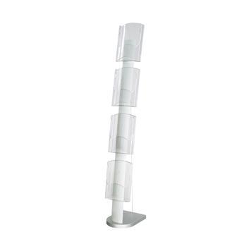 Porte-brochures sur pied Solid Zip - 4 cases A4 avec structure en aluminium anodisé et socle MDF argent_0