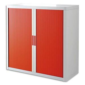 Easyoffice armoire démontable corps en ps teinté blanc rideau rouge - dim l110x h104x p41,5 cm_0