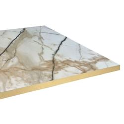 Restootab Plateau 120x70 decor marbre calcuta chants laiton - blanc Bois manufacturé PL-12070M-MB.CALC-LAI_0