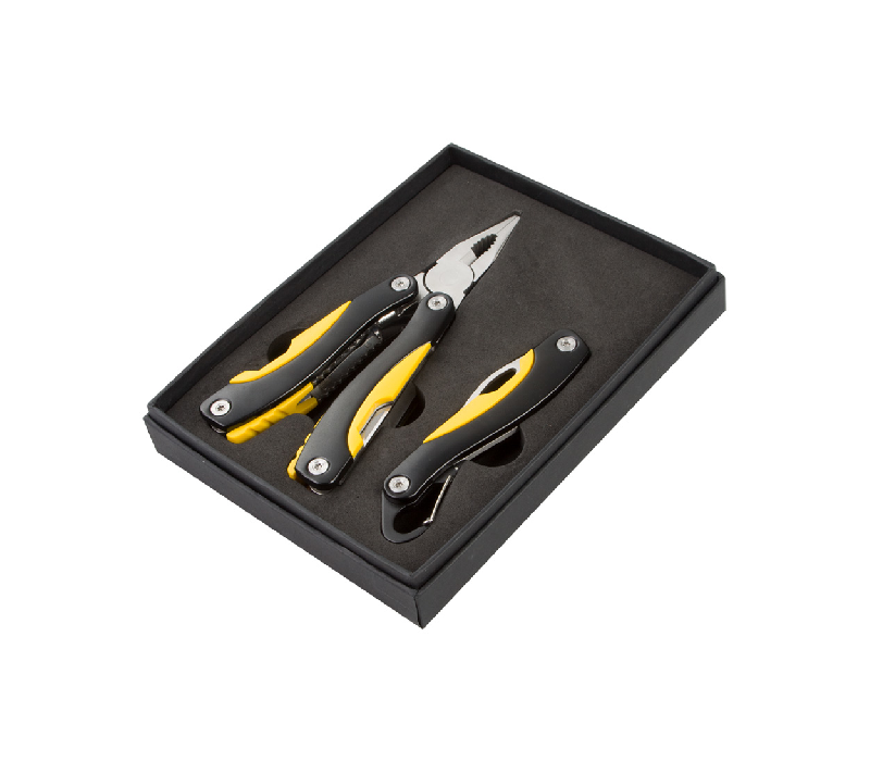 Set à outils - Pince multifonctions (8) et couteau de poche - Livré dans une boîte cadeau noire_0