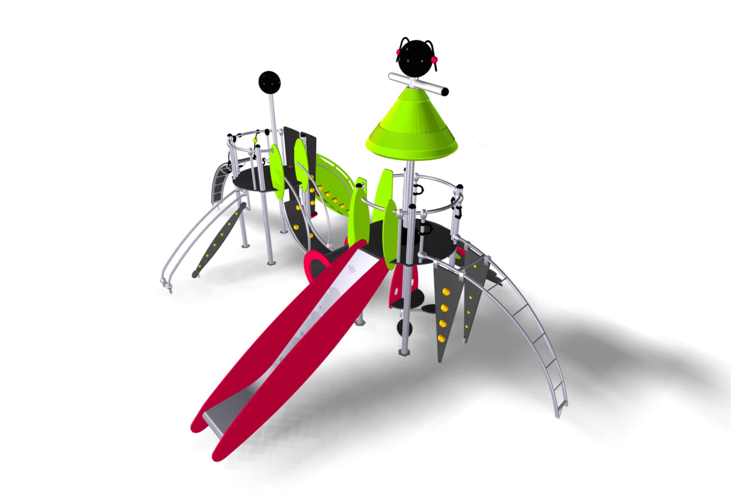 Structure multi-activités métallique Etnik Bali - LD1EK0160 - Ludoparc - 2 tours, inox, pour enfants de 2 à 8 ans_0