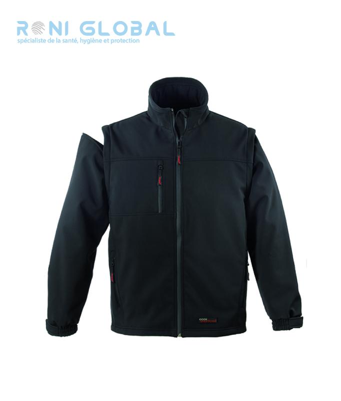 Veste de travail 2en1 coupe-vent et imperméable - Softshell en polyester et élasthanne avec micro polaire, 5 poches - YANG 2 EN 1 COVERGUARD_0
