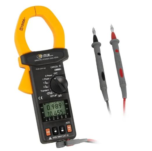 Analyseur de puissance triphasé PCE-GPA 62 - PCE Instruments avec écran graphique, USB, mémoire et logiciel inclus_0