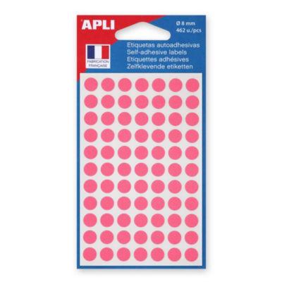 Apli Pastilles adhésives de couleur, Ø 8 mm - Pochette de 462, coloris rose_0