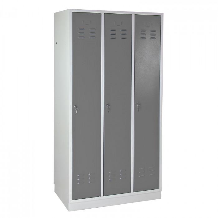 Armoire vestiaire 3 portes gris argent - 890 x 500 x 1775 mm_0