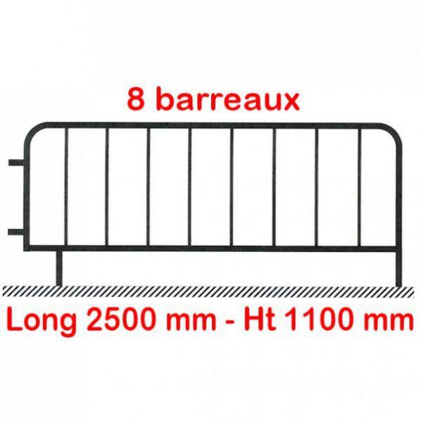 Barrière de police - Modèle Vauban 8 barreaux - Sécurité amovible en 4 dimensions avec accrochages universels_0