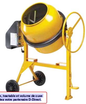 Bétonnière électrique professionnelle - capacité de cuve 160 et 180 litres - 220/240 V, 50 Hz - Puissance 0,7 Kw - Garantie 1 an_0