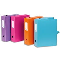 BOÎTE DE CLASSEMENT PLASTIQUE VIQUEL CLASS DOC - DOS 8 CM - COULEURS ASSORTIES - LOT DE 6