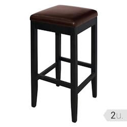 Tabouret de Bar Haut en Simili Cuir Marron Foncé - Lot de 2 - Bolero - GG649_0
