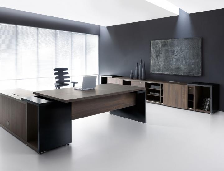 Bureau de direction élégant avec piétement en mélamine MITO - Ref : MIT3_0