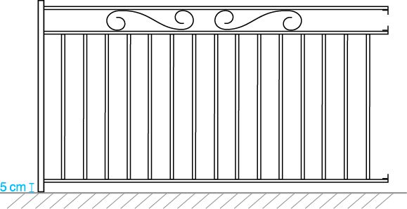 Clôture droite - fers de lance - barreaudage tube 17 - poteau tube 35x35 - lisse haute 35x8 - lisse basse 35x35 ou 38x8_0