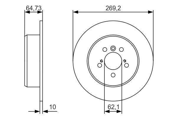 Disque de frein Bosch 0986479R00 - boîte de 2 disques - montage arrière - type plein_0