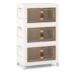 Helloshop26 - Armoire de rangement à 3 bacs pliables et empilables roues verrouillables boîtes de rangement empilables pour salon 20_0006131 - 30002_0