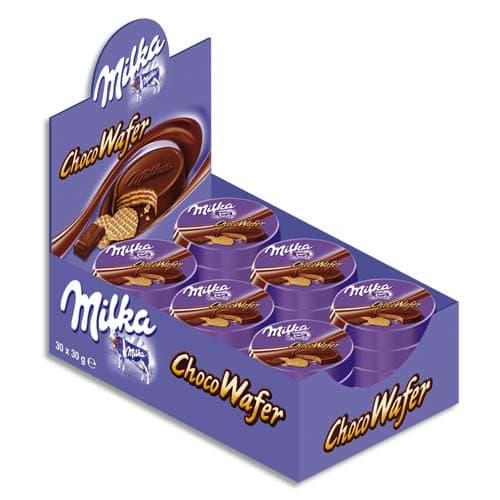 Milka boîte présentoir de 30 médaillons gaufrés au chocolat choco wafer de 30g_0