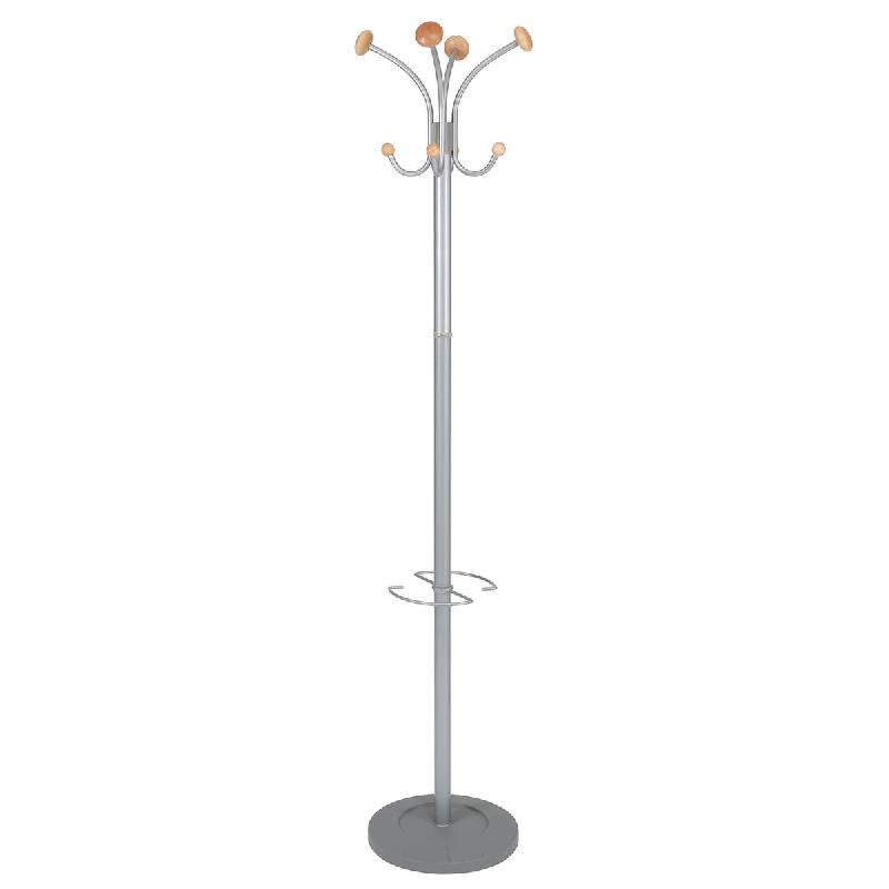 PORTEMANTEAU 8 PATÈRES ALBA STILY - HAUTEUR 179 CM - COLORIS GRIS / MERISIER