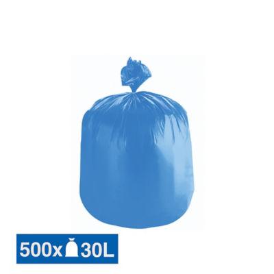 Sacs poubelle déchets légers translucides bleus 30 L, lot de 500_0