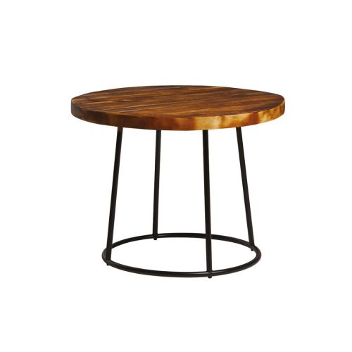 TABLE BASSE RONDE EN PIN RUSTIQUE - DIAMÈTRE 60 CM - MAX