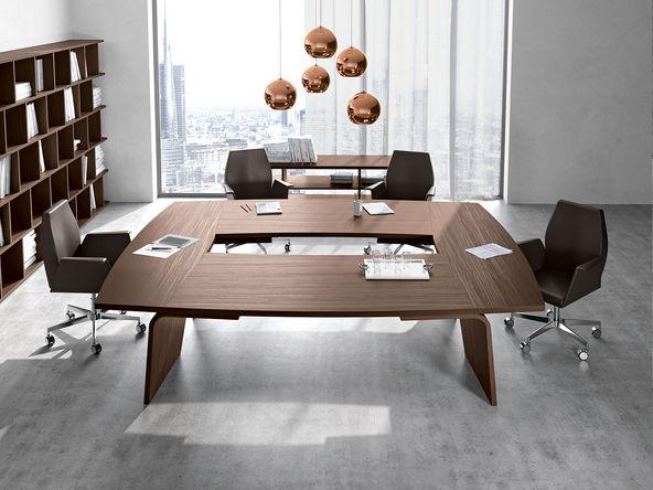 Table de réunion en bois Larus - 3 dimensions disponibles - Plateau bois mélaminé ép. 38 mm - Capacité 8 à 10 personnes_0