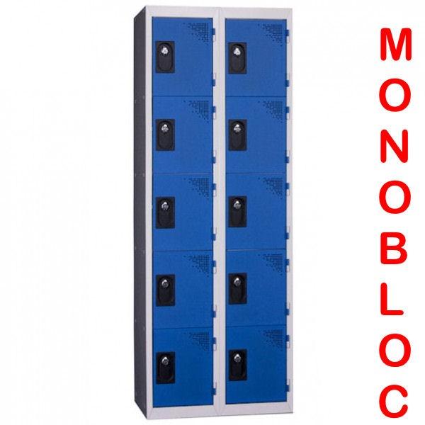 Vestiaire monobloc 2 colonnes de 5 cases Largeur de case : 300 mm_0