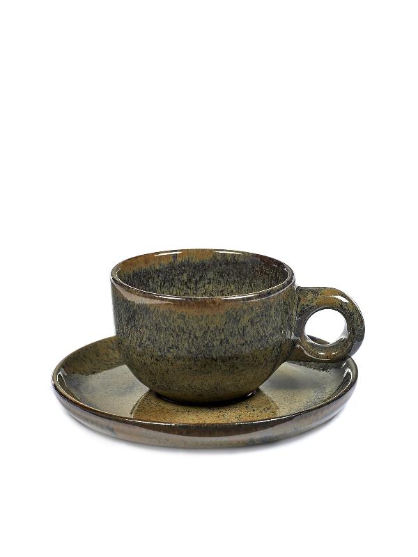 TASSE ET SOUS-TASSE À CAFÉ GRIS GRÈS 13 CL Ø 8 CM SURFACE SERAX