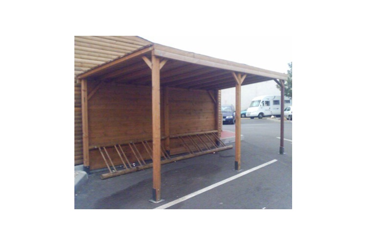 Abri vélo semi-ouvert athènes / structure en bois / bardage en bois / pour 5 places_0