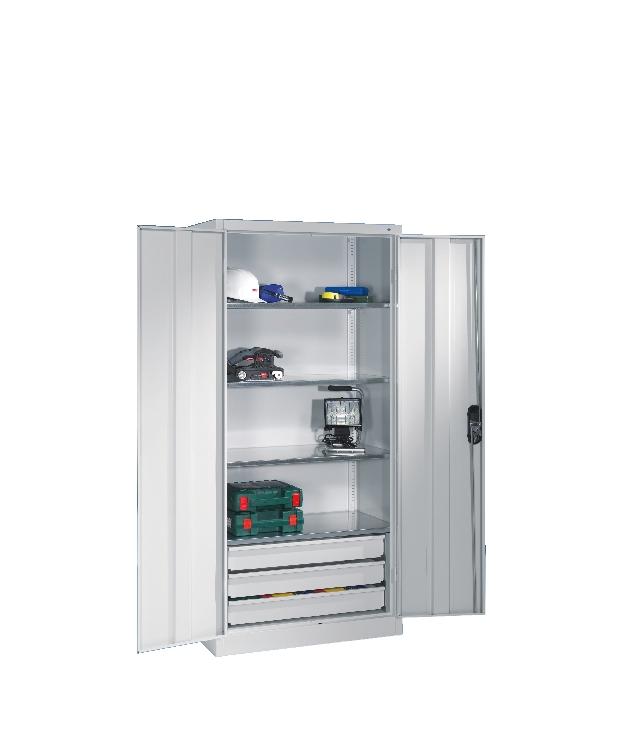 ARMOIRES PORTES BATTANTES 3 TIROIRS L/H/P : 930X1950X500 - MANUTAN COLLECTIVITÉS