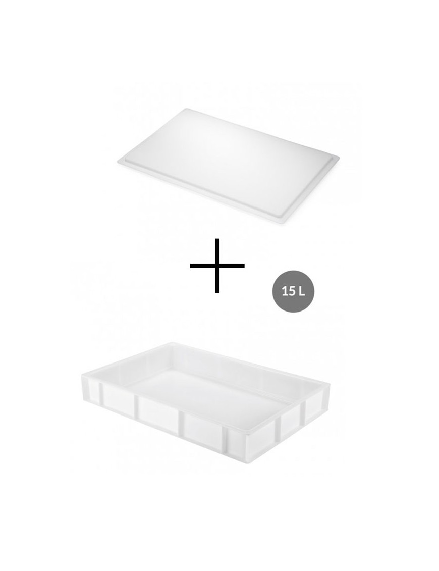 Bac à pâtons 15 litres - 600x400x90 mm avec couvercle - PEHD, empilable, fabrication française_0