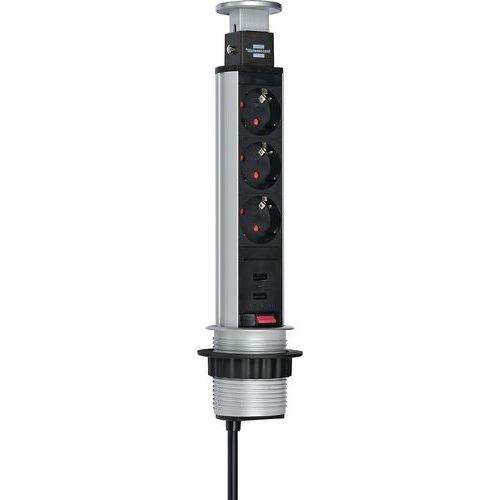 BLOC ESCAMOTABLE ATELIER 3 PRISES 2USB - BRENNENSTUHL