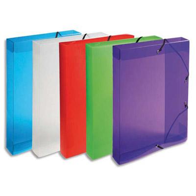 BOITE DE CLASSEMENT EXACOMPTA CRYSTAL COLOURS - POLYPRO 7/10EME - DOS DE 2,5 CM - 24X32CM - ASSORTIS - LOT DE 8