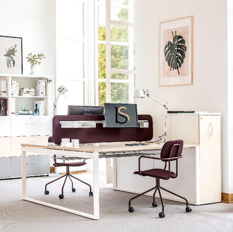 Bureau Bench 2 personnes Ogi Q - MDD - 180, Anthracite, Bouleau clair, Non_0