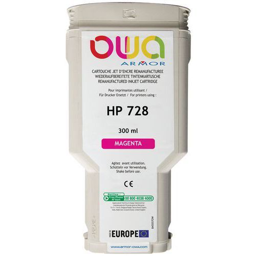 CARTOUCHE D'ENCRE TRACEUR REMANUFACTURÉE HP 728 - MAGENTA