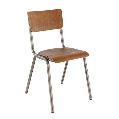CHAISE INTÉRIEURE - MÉTAL - BOIS BRUN VINTAGE - COLLEGE